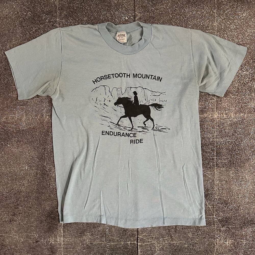 Men's Vintage 70s Horsetooth Mountain Endurance Ride Horse Race T Shirt Tee Sz M